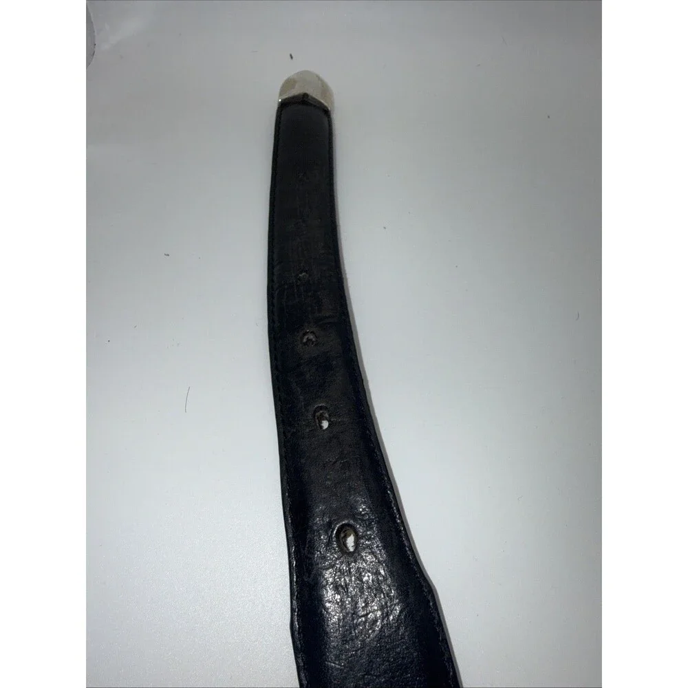 Onyx By Brighton Mens Black Beaded Leather Belt Silver Tone Size 36